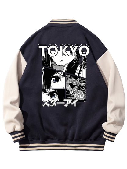 Men's Anime Embroidered Varsity Jacket