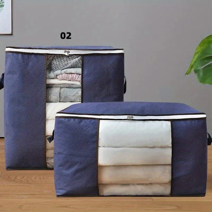 Large Non-Woven Fabric Storage Organizer Bag with Clear View Window & Secure Zipper