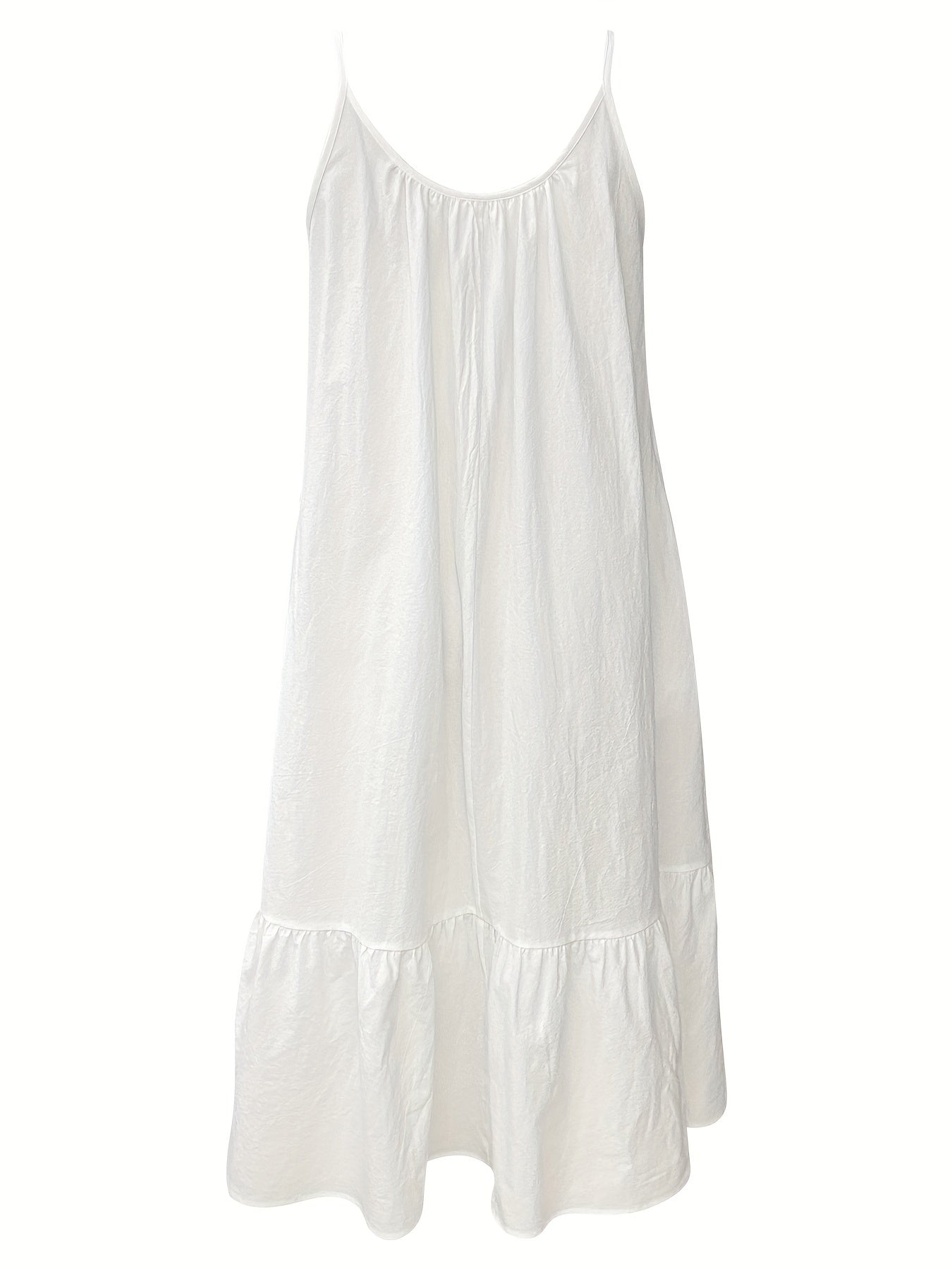 Ruffle Hem Spaghetti Strap - Elegant Backless Cami Dress