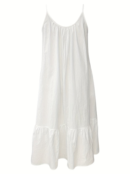 Ruffle Hem Spaghetti Strap - Elegant Backless Cami Dress