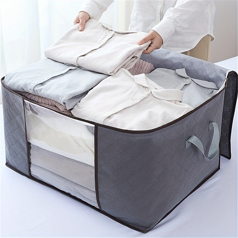 Large Non-Woven Fabric Storage Organizer Bag with Clear View Window & Secure Zipper