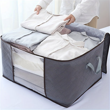Large Non-Woven Fabric Storage Organizer Bag with Clear View Window & Secure Zipper