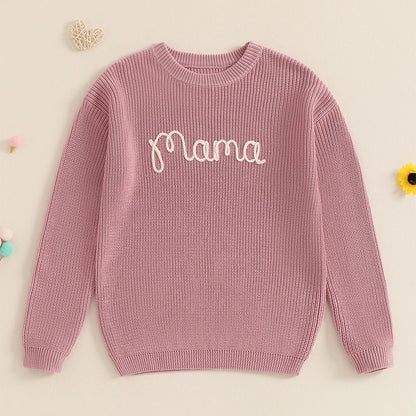 Family Matching Sweaters Letter Embroidery