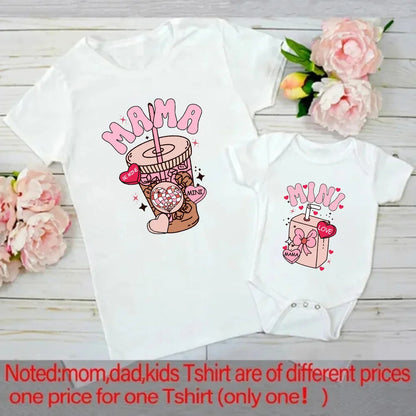 Mama Mini Rainbow Matching T-shirt Tops Baby Romper Bodysuit