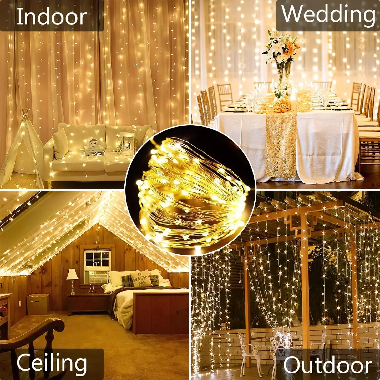 Waterproof Solar Curtain Lights 300 LED