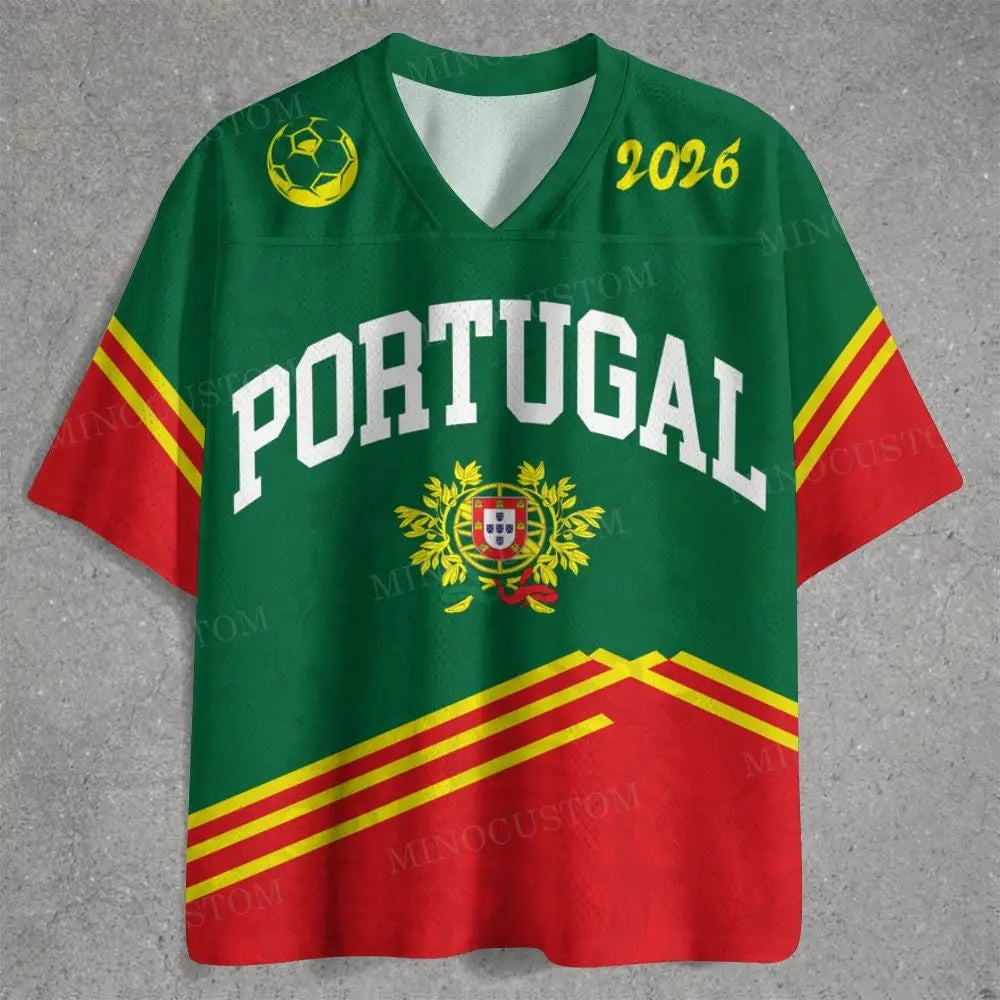 2026 Portugal 07 Soccer Jersey T-shirt 2026 National Team Crest Print Mesh Tee Breathable Football Fan Casual Streetwear Top