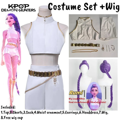 Kpop Demon Hunters What It Sounds Like Rumi Cosplay Costume & Wig
