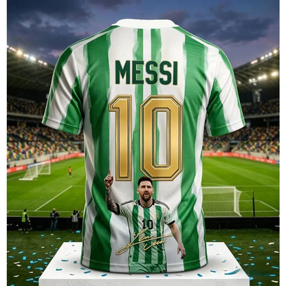 Messi #10 Argentina Football Jersey Blue White Striped 3D Print Shirt Men Women Soccer World Cup Fan Short Sleeve Tops