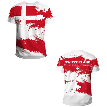Swiss Flag Soccer Jersey T-shirts Summer Men Short Sleeved Casual Sports T Shirt Switzerland Football Clubs Fashion Man Clothes
