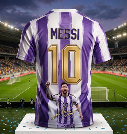 Messi #10 Argentina Football Jersey Blue White Striped 3D Print Shirt Men Women Soccer World Cup Fan Short Sleeve Tops