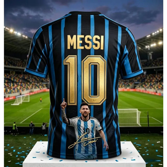 Messi #10 Argentina Football Jersey Blue White Striped 3D Print Shirt Men Women Soccer World Cup Fan Short Sleeve Tops