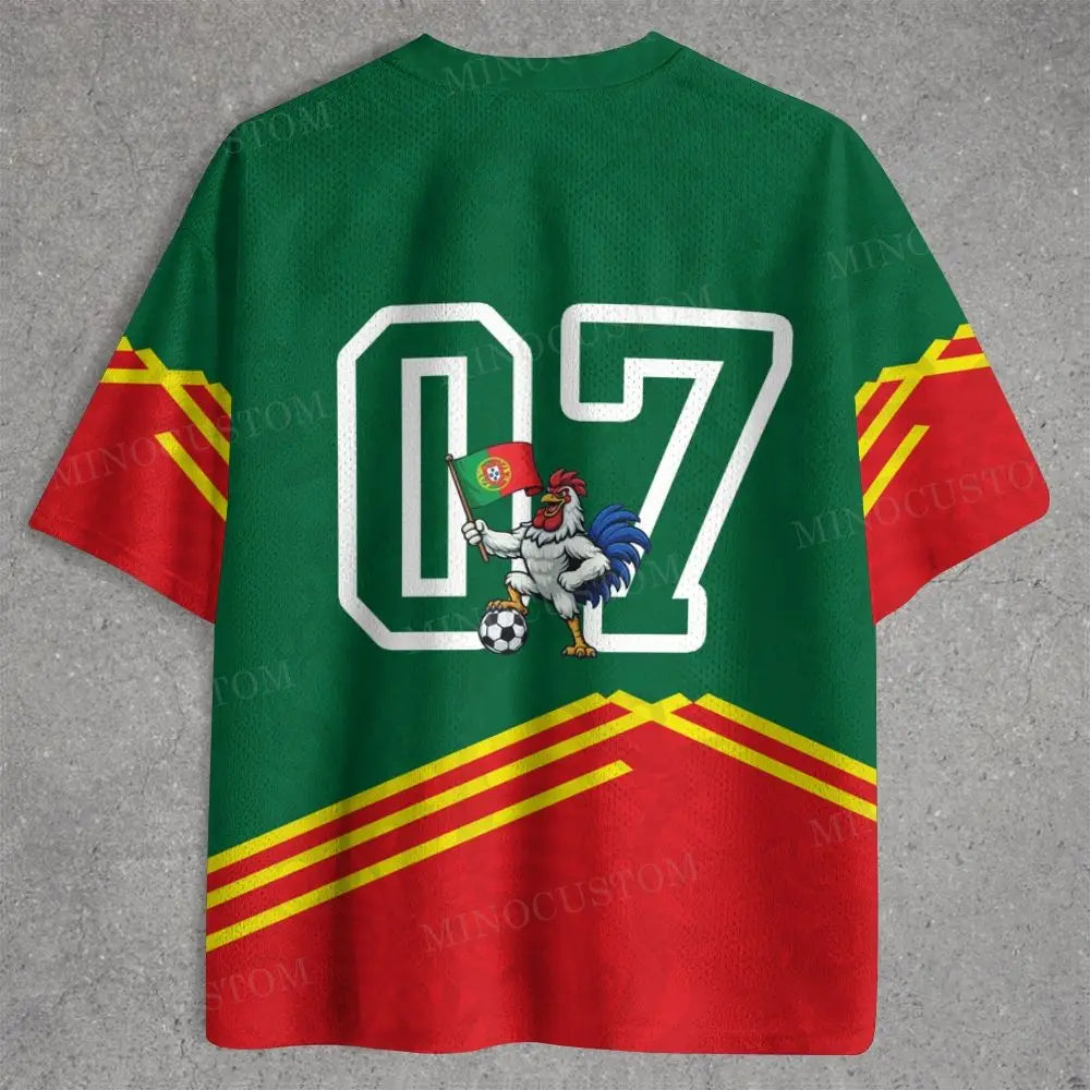2026 Portugal 07 Soccer Jersey T-shirt 2026 National Team Crest Print Mesh Tee Breathable Football Fan Casual Streetwear Top