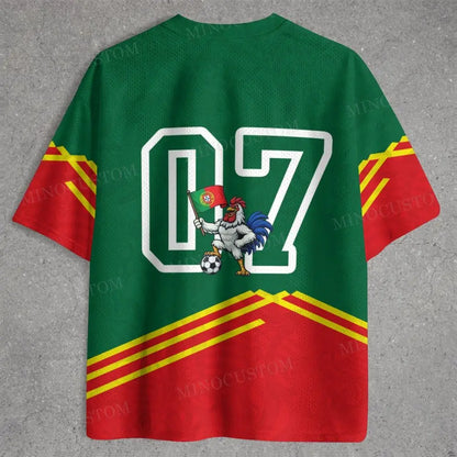 2026 Portugal 07 Soccer Jersey T-shirt 2026 National Team Crest Print Mesh Tee Breathable Football Fan Casual Streetwear Top