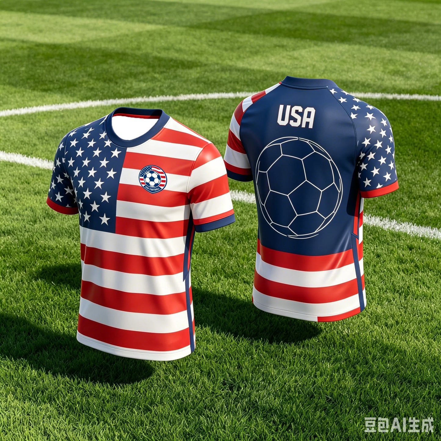 Men's USA National Team Soccer Jersey American Flag Soccer Ball Graphic Quick Dry Breathable Football Training T-Shirt for Fans