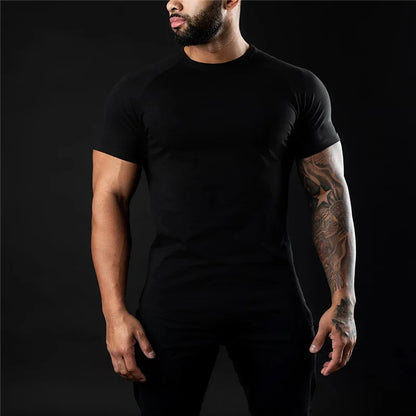 Men Fitness O-Neck Plain Gym T-shirt