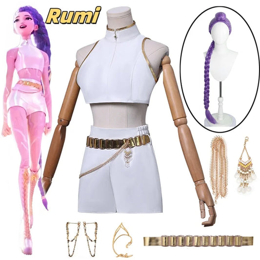 Kpop Demon Hunters What It Sounds Like Rumi Cosplay Costume & Wig