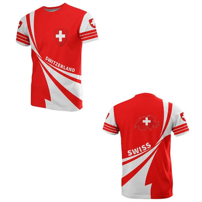 Swiss Flag Soccer Jersey T-shirts Summer Men Short Sleeved Casual Sports T Shirt Switzerland Football Clubs Fashion Man Clothes