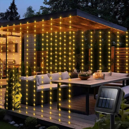 Waterproof Solar Curtain Lights 300 LED