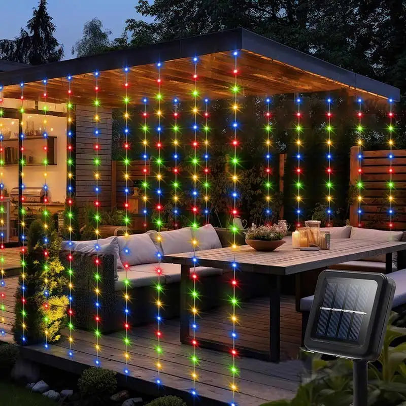 Waterproof Solar Curtain Lights 300 LED