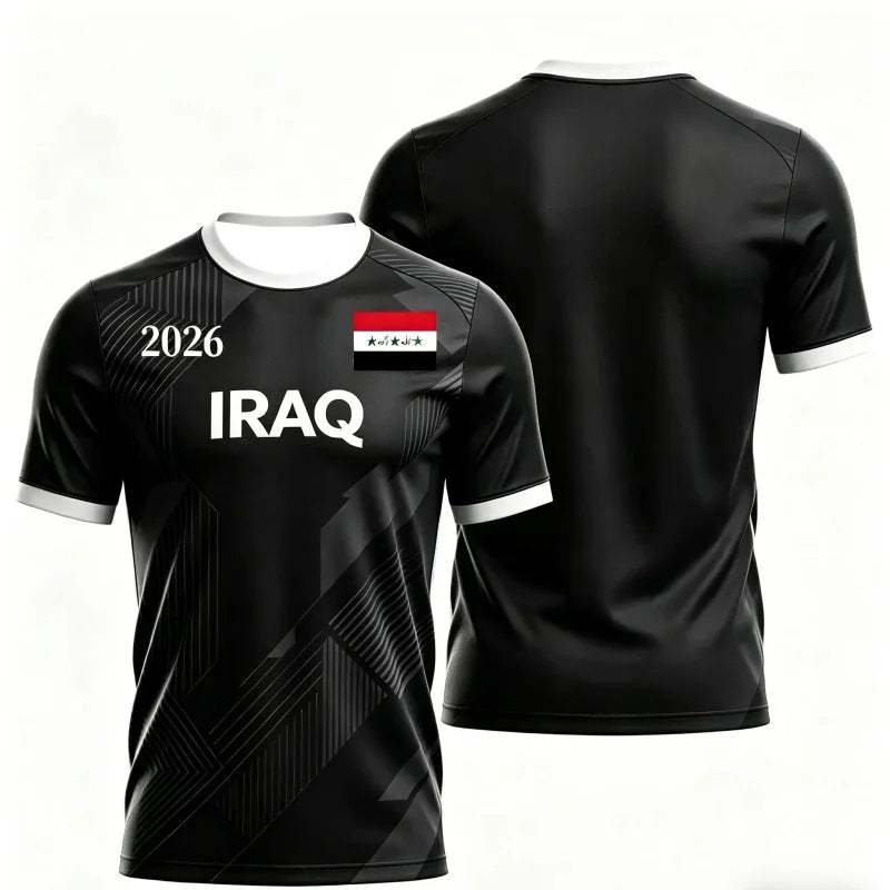 NEW Iraq Jersey 2026 Fan's Jersey Green Flag Print Soccer Shirt Breathable Sport Top for Men Fans & Collectors Family Kids Tees