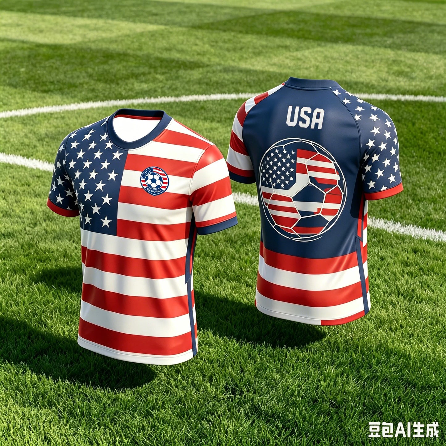 Men's USA National Team Soccer Jersey American Flag Soccer Ball Graphic Quick Dry Breathable Football Training T-Shirt for Fans