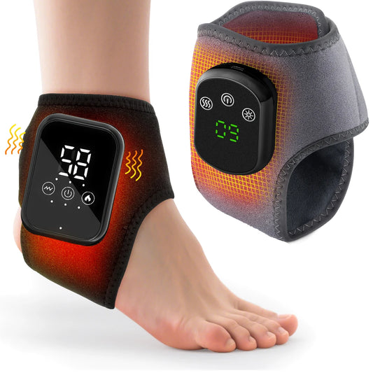 Electric Heat And Vibration Ankle Massager with Infrared Hot Compress Therapy
