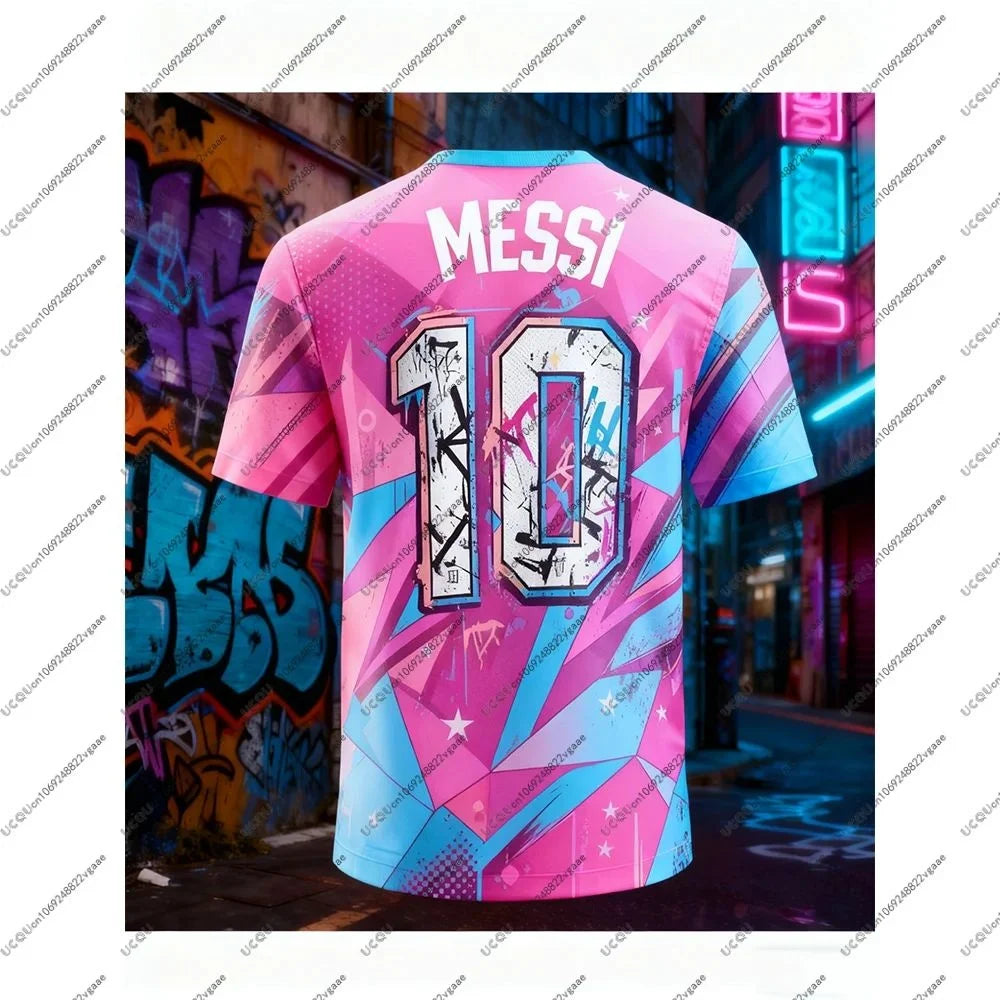 Football Jersey Tee Men Male Gift Casual Boys Breathable T Shirt Quick-drying Top Soccer Sports Kids Casual Wear Messi 10 Clothe