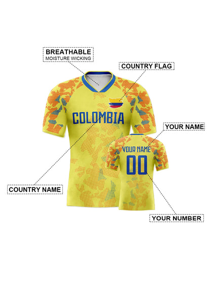 Custom Colombia Soccer Jersey with Personalized Name and Number, Men Kids Women Team Football Shirt with National Flag
