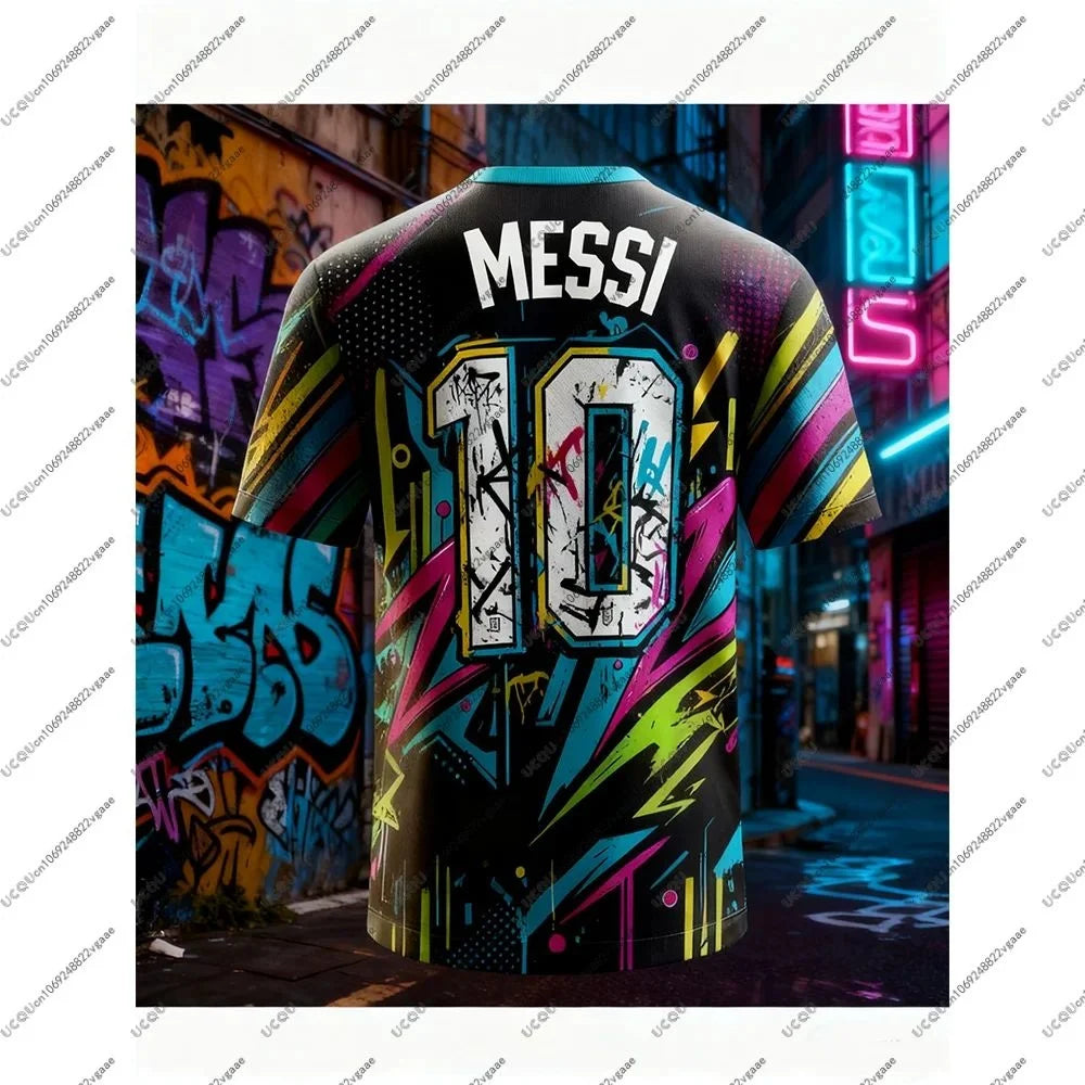 Football Jersey Tee Men Male Gift Casual Boys Breathable T Shirt Quick-drying Top Soccer Sports Kids Casual Wear Messi 10 Clothe