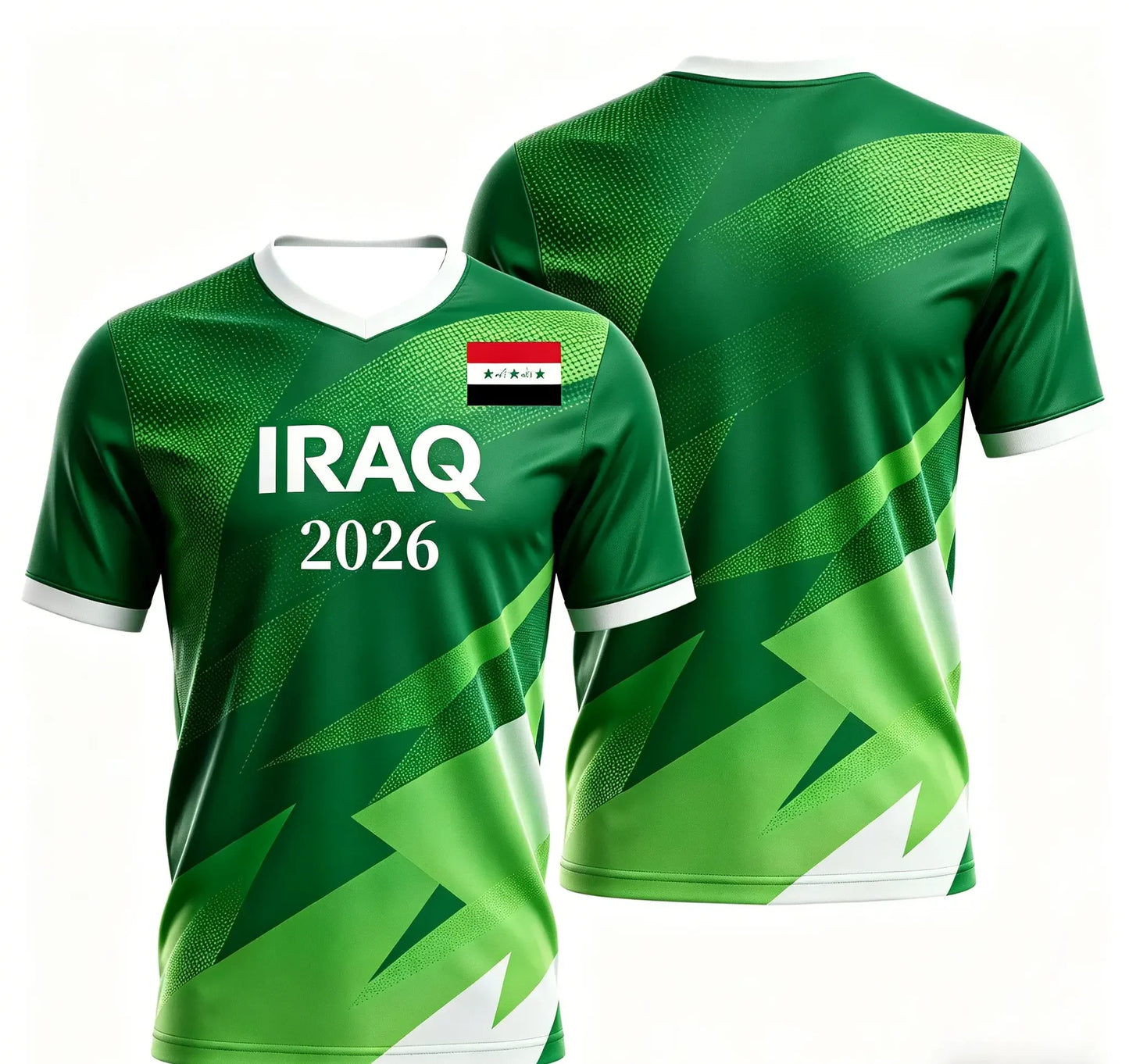 NEW Iraq Jersey 2026 Fan's Jersey Green Flag Print Soccer Shirt Breathable Sport Top for Men Fans & Collectors Family Kids Tees
