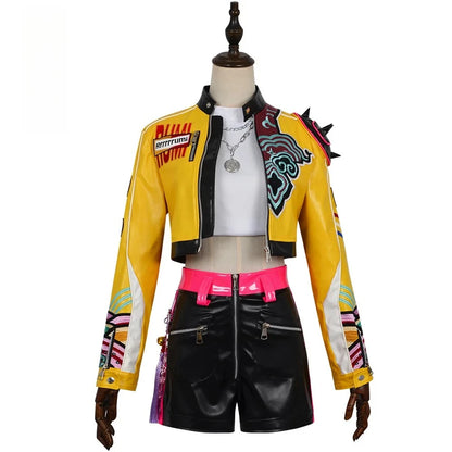 KPop Demon Hunters Rumi Cosplay Costume Leather Jacket Huntrix Uniform