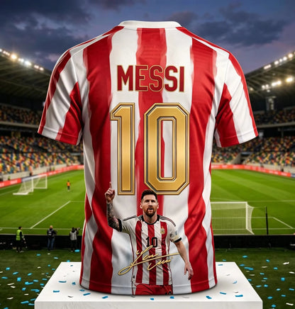 Messi #10 Argentina Football Jersey Blue White Striped 3D Print Shirt Men Women Soccer World Cup Fan Short Sleeve Tops
