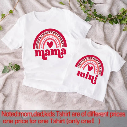 Mama Mini Rainbow Matching T-shirt Tops Baby Romper Bodysuit