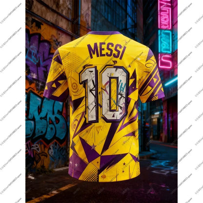 Football Jersey Tee Men Male Gift Casual Boys Breathable T Shirt Quick-drying Top Soccer Sports Kids Casual Wear Messi 10 Clothe