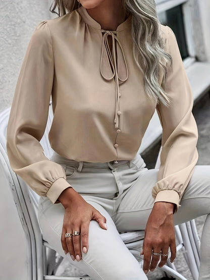 Women's Polyester Blouse With Tie Closure