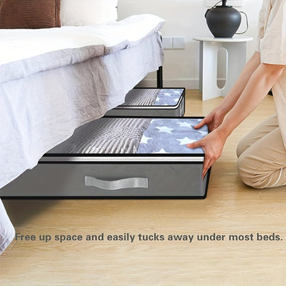 Under-Bed Storage Box with Flip-Top Lid Organizer for Blankets, Clothes, & Bedding