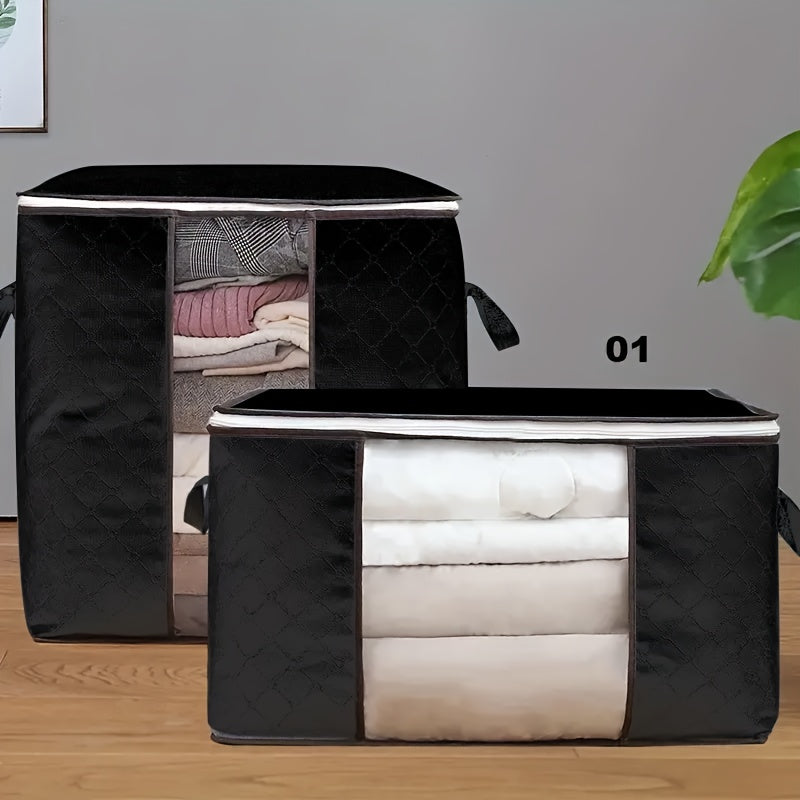 Large Non-Woven Fabric Storage Organizer Bag with Clear View Window & Secure Zipper