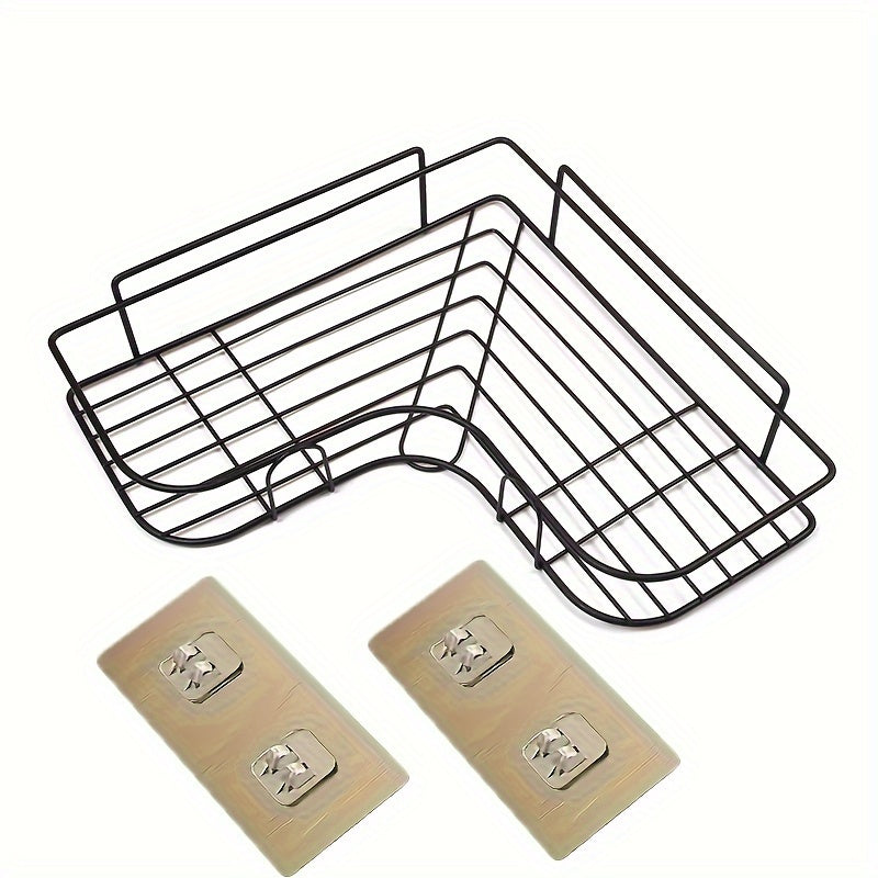 1pc Cast Iron Corner Shower Shelf - No-Drill Wall Mounted