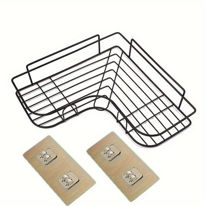 1pc Cast Iron Corner Shower Shelf - No-Drill Wall Mounted
