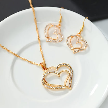 1 Pair Of Earrings + 1 Necklace French Romantic Style Jewelry Set