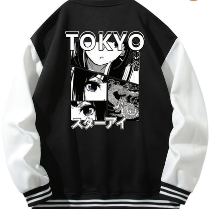 Men's Anime Embroidered Varsity Jacket