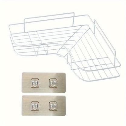 1pc Cast Iron Corner Shower Shelf - No-Drill Wall Mounted