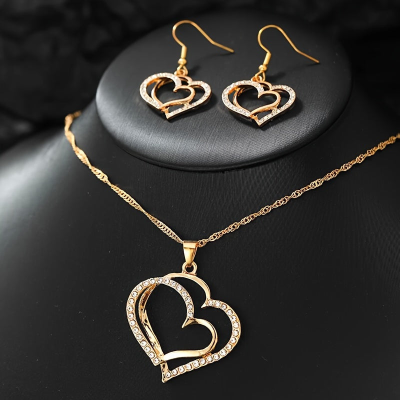 1 Pair Of Earrings + 1 Necklace French Romantic Style Jewelry Set