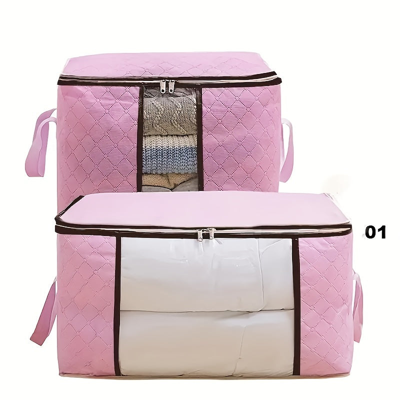 Large Non-Woven Fabric Storage Organizer Bag with Clear View Window & Secure Zipper