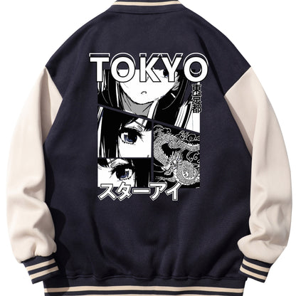 Men's Anime Embroidered Varsity Jacket