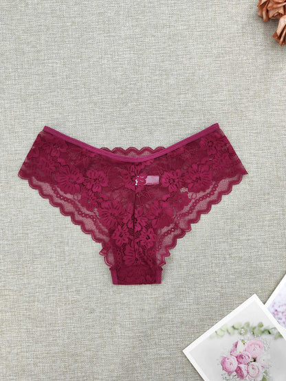 6pcs Women's Lace Floral Low-Rise Bikini Panties