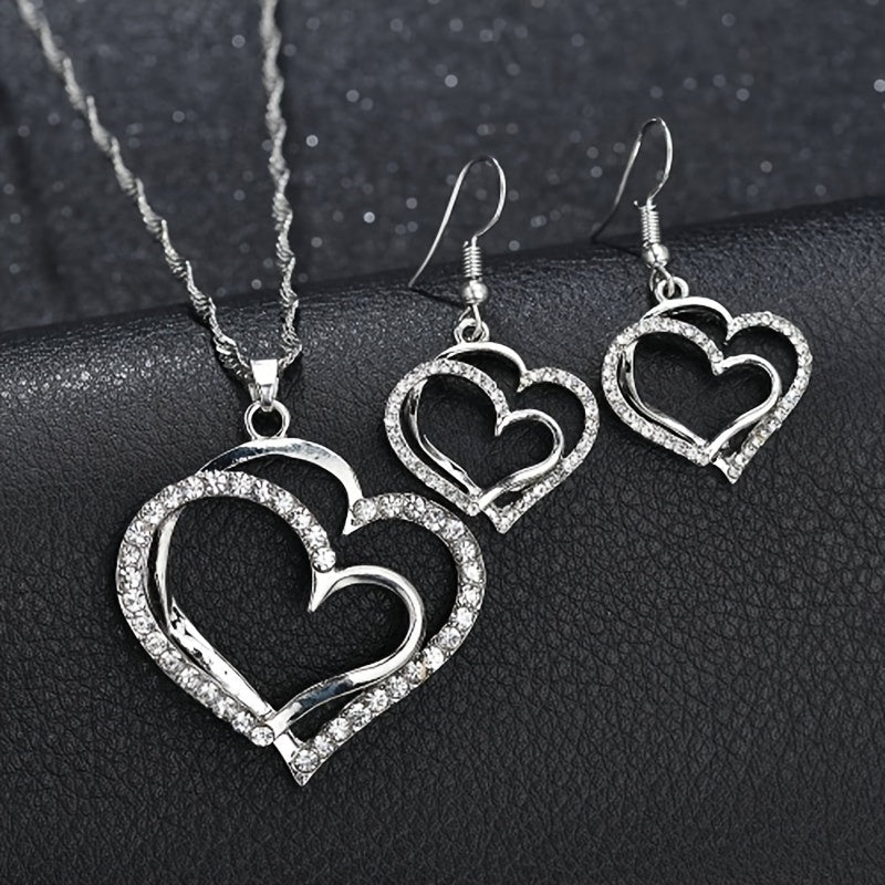 1 Pair Of Earrings + 1 Necklace French Romantic Style Jewelry Set