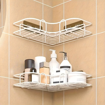 1pc Cast Iron Corner Shower Shelf - No-Drill Wall Mounted