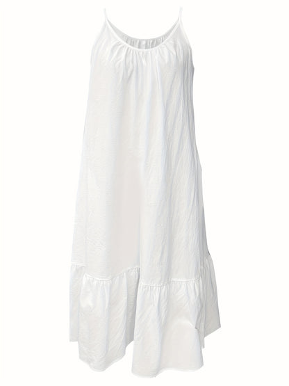 Ruffle Hem Spaghetti Strap - Elegant Backless Cami Dress
