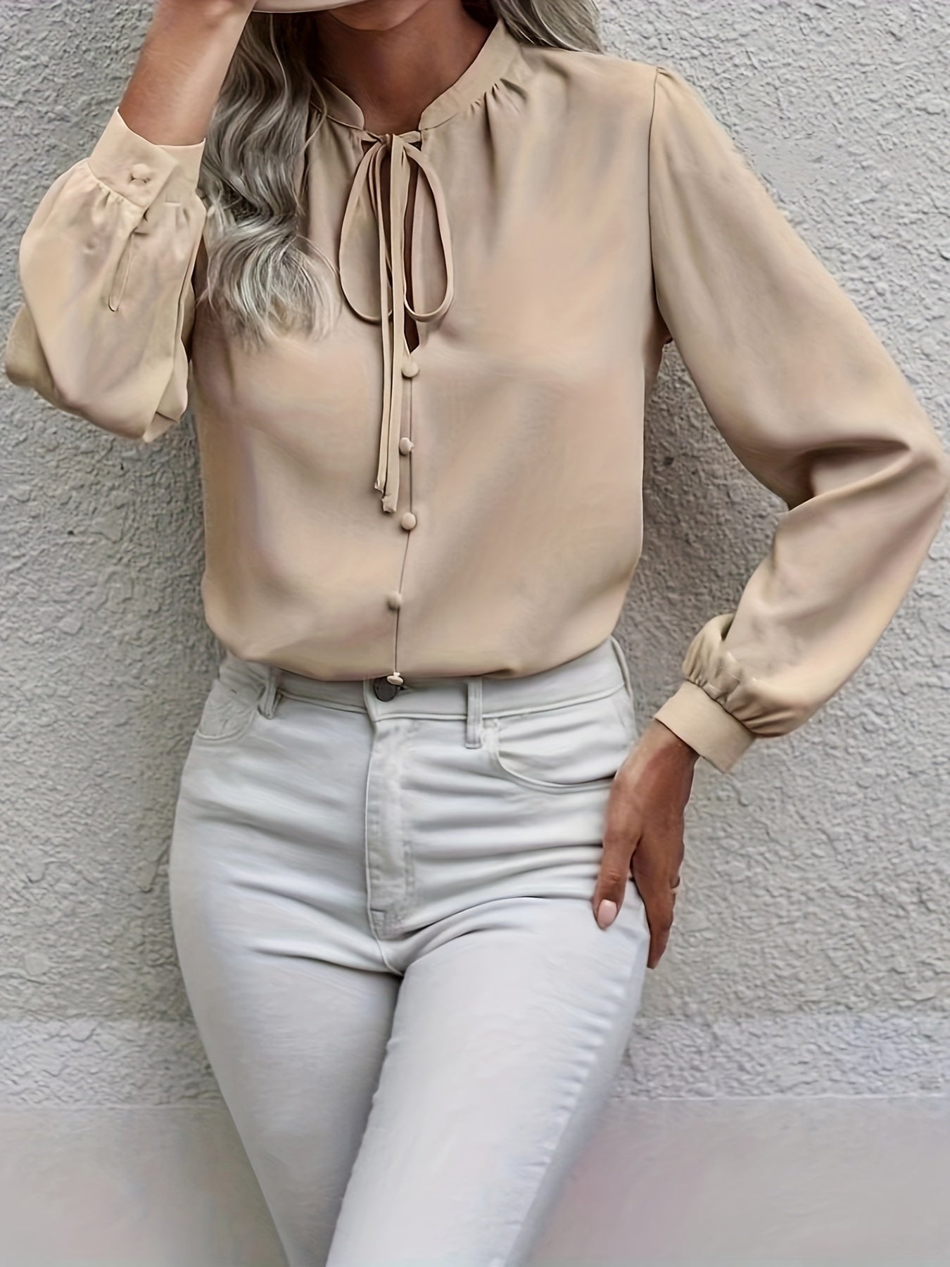 Women's Polyester Blouse With Tie Closure